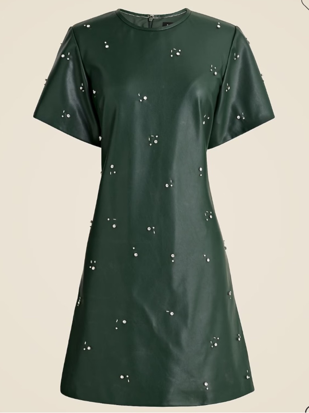 J. Crew Collection mini dress in embellished faux leather, army green, size 2